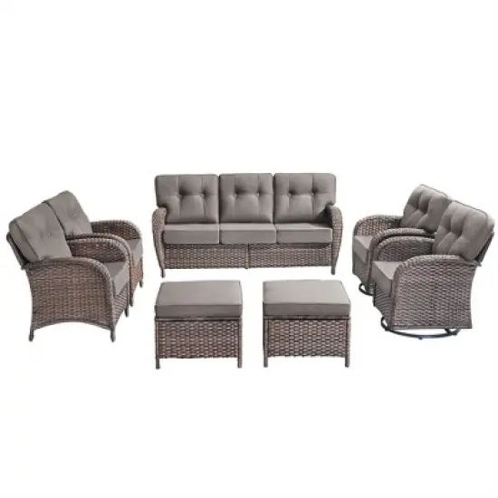 7 Pieces Gymojoy Sofa Chairs Ottoman with Swivel Chairs image {2}