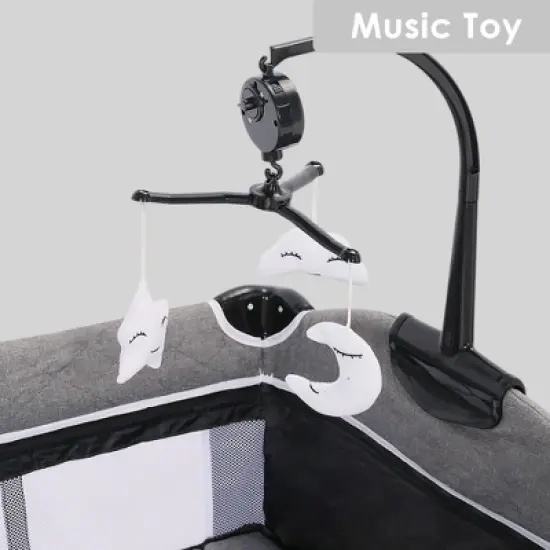 Kinder King 4-in-1 Portable Nursery Center and Bedside Crib with Bassinet, Changing Table, Storage Basket, Side Zipper & Travel Bag image {11}