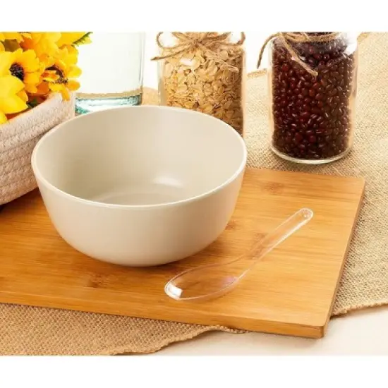 Juvale 200 Pack Disposable Soup Spoons, Plastic Utensils for Appetizer, Ramen, Pho, Clear (4.5 x 1.2 In) image {2}