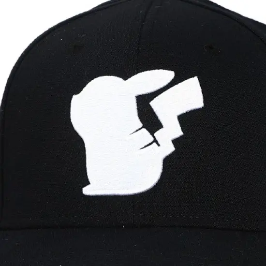 Pokemon Anime Cartoon Pikachu Embroidered Character Black Snapback Hat image {3}