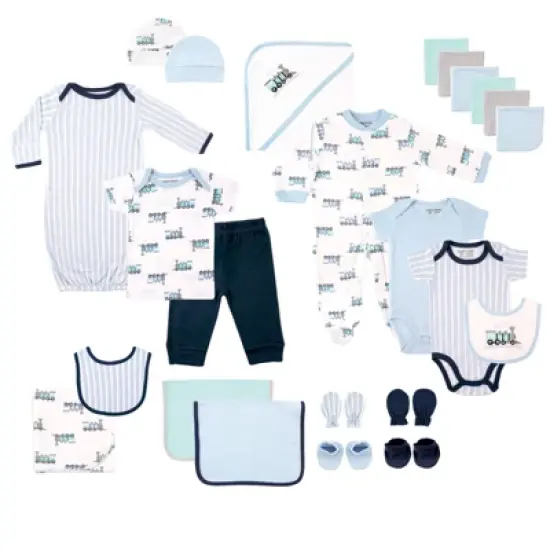 Luvable Friends Baby Boy Layette Gift Cube, Train, 0-6 Months image {1}