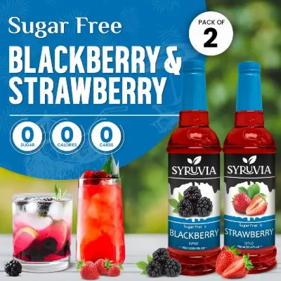 Syruvia Sugar Free Coffee Flavors Variety Pack: Blackberry & Strawberry 25.4 fl oz Syrup image {1}