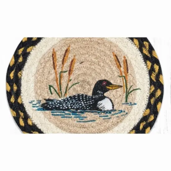 Earth Rugs Loon & Cattail Cotton Round Trivet &ndash; Farmhouse Rustic D&eacute;cor 10"x10" image {1}