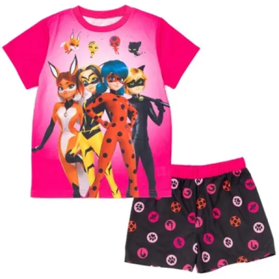 Miraculous Vesperia Rena Rouge Cat Noir Girls Pajama Shirt and Shorts Sleep Set Little Kid to Big Kid image {7}