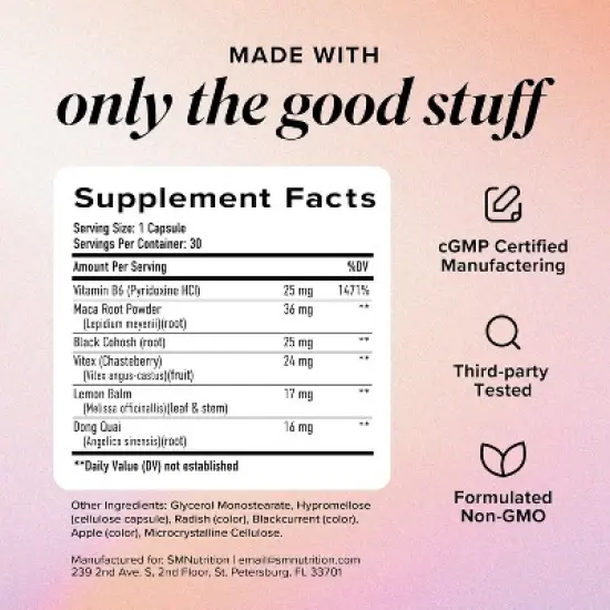 PMS Support Supplement for Women,  Microbeadlets for PMS Relief, Hormonal Acne, Hormone Balance & Period Relief, SMNutrition, 30ct image {5}
