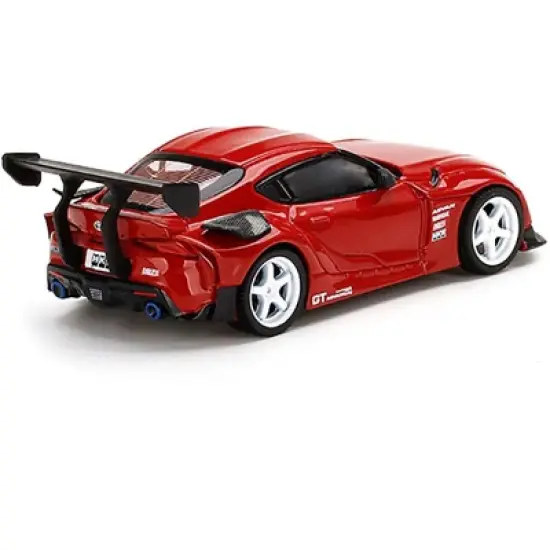 Toyota GR Supra "HKS" Renaissance Red w/Carbon Accents & White Wheels Ltd Ed 1/64 Diecast Model Car by True Scale Miniatures image {2}
