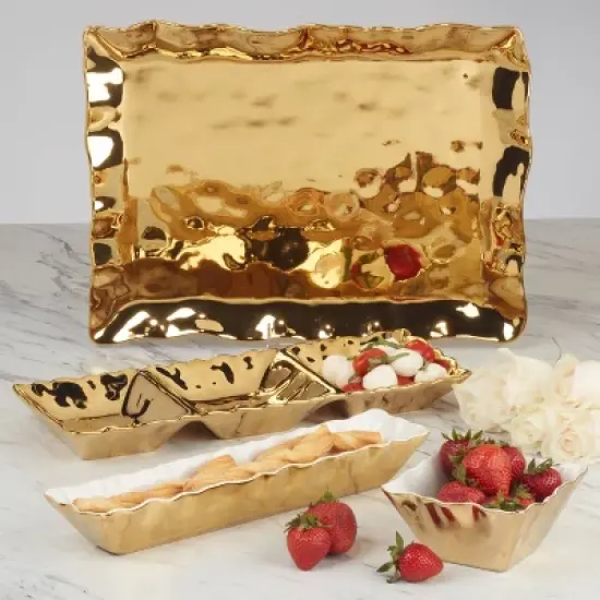 Certified International Set of 4 Gold Coast Square Snack Bowl image {2}