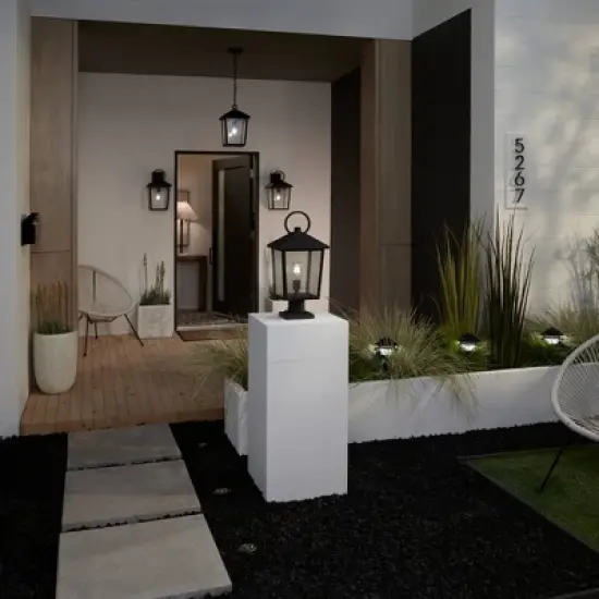 John Timberland Westmont 18" High Modern Outdoor Wall Light Fixture Mount Porch House Exterior Weatherproof Sand Black Aluminum Seeded Glass Shade image {7}