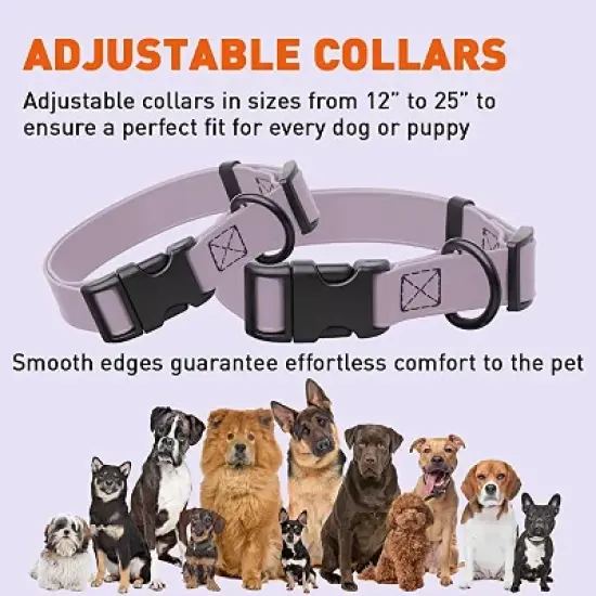 Dogline Biothane Waterproof Collar with QR Buckle Lavender image {5}