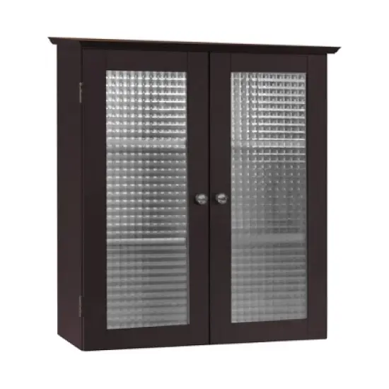 Chesterfield Removable Wall Cabinet with Two Waffle Glass Doors Espresso - Teamson Home image {3}