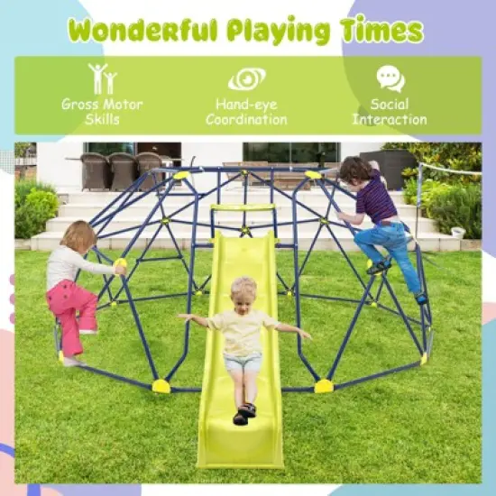 Costway 13.3 FT Climbing Dome Geometric Dome Climber with Extended Wavy Slide image {7}