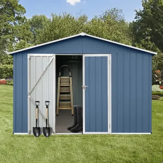 Coolbibila-10Ftx12Ft Storage Sheds, Tool Sheds With Sturdy Aluminum Frames, Metal Sheds With Durable Vents And Customizable Door image {1}