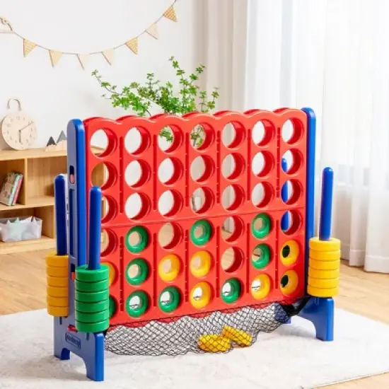 Costway 4-to-Score Giant Game Set 4-in-a-Row Connect Game W/Net Storage for Kids & Adult image {1}