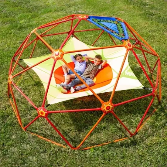 HearthSong 10' diam. x 5'H SunRise Geometric Climbing Dome with Star Hammock and Two Bungee Net Chairs image {7}
