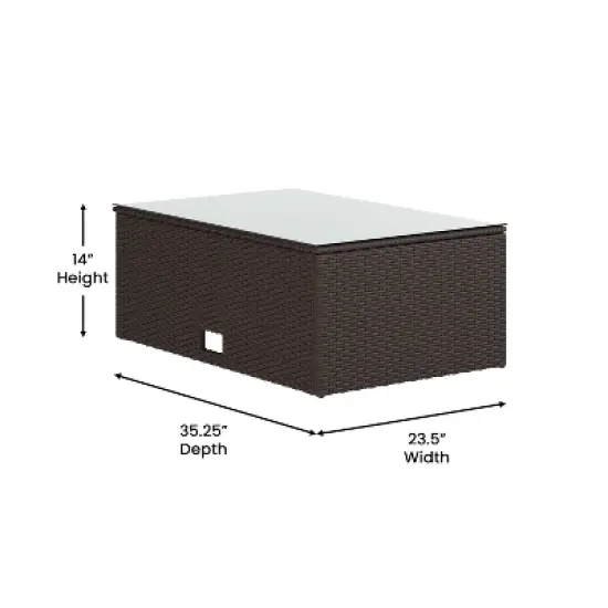 Emma and Oliver All Weather Wicker PE Rattan L-Shaped Sectional Sofa with Coffee Table and Included Back and Seat Cushions image {6}