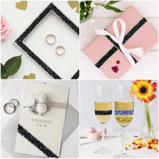 Wrapables 3 Yards Self Adhesive Resin Rhinestone Ribbons, Glittery Bling Tape Strips for DIY Crafts Wedding Party Decoration (3 Rolls) image {2}