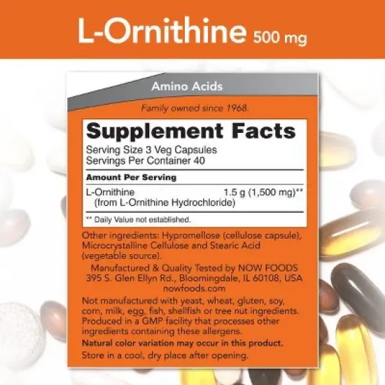 Ornithine 500mg by Now Foods  -  120 Capsule image {1}
