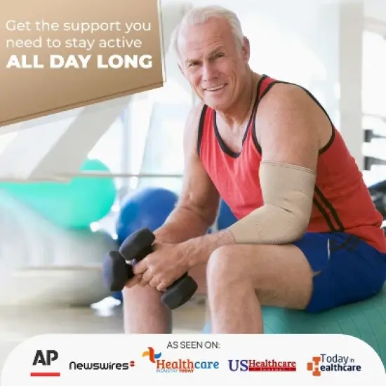 DR. BRACE&reg;  Elbow Brace Support, Breathable Elbow Compression Sleeve with Gel Pad for Golfer's, Tennis Elbow & Pain Relief image {4}