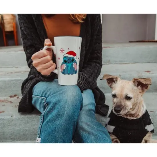 Silver Buffalo Disney Lilo & Stitch Santa Hat Ceramic Latte Mug | Holds 16 Ounces image {4}