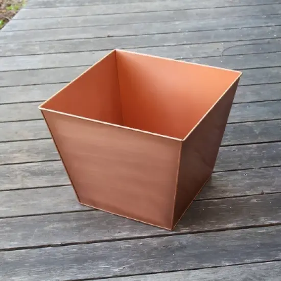 16" Wide Square Copper Plated Galvanized Steel Flower Box - ACHLA Designs image {2}