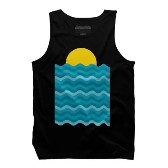 Men's Design By Humans Sunset Waves By clingcling Tank Top image {4}