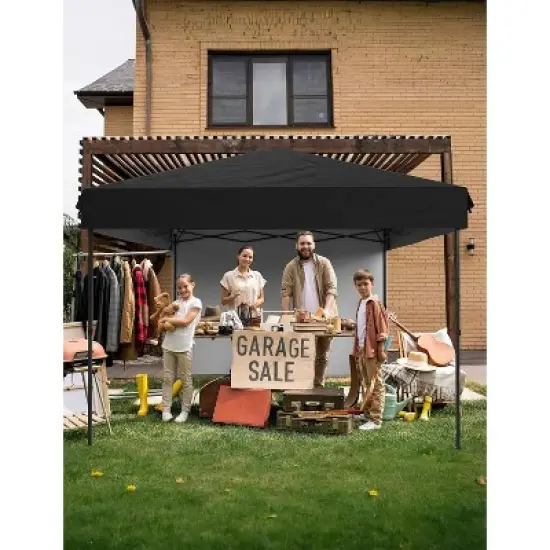 10x10 Pop Up Canopy with 3-Sidewall, Outdoor Tent with Portable Roller Bag - 3 Adjustable Height, 4 Weight Bags for Garden, Sports, Beach image {5}