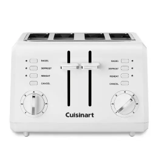 Cuisinart 4 Slice Toaster - White - CPT-142P1: 1800W, Defrost & Reheat, Automatic Shut-Off, Nonslip Base, Plastic Material image {3}