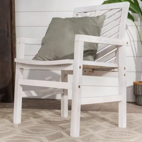 2pk Slatted Chevron Acacia Wood Patio Chairs - Saracina Home image {5}