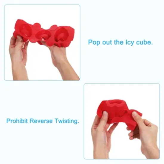 Unique Bargains Silicone Heart-Shaped Reusable Ice Cube Tray 2 Pcs image {3}