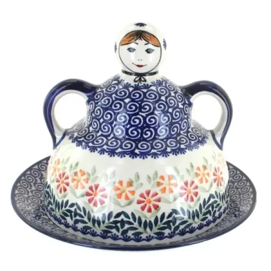 Blue Rose Polish Pottery B001 Manufaktura Cheese Lady image {3}