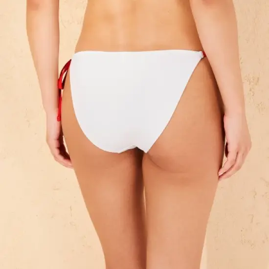 Women's Embroidered Cherry Low-Rise Cheeky Side-Tie Bikini Bottom - Wild Fable&trade; White/Red image {1}