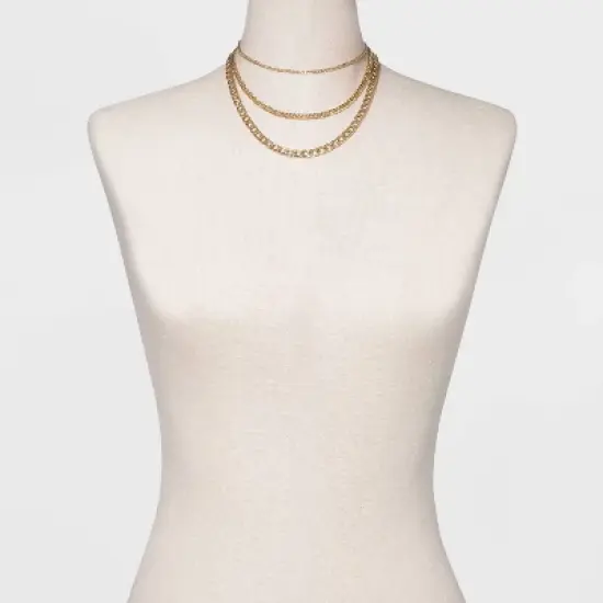 16" Layered Curb Chain Necklace - A New Day&trade; Gold image {1}