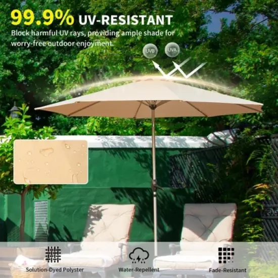 Sapphtopaz Patio Umbrella Pool Umbrella Waterproof with Push Button Tilt and Crank Outdoor Umbrellas for Patio, Beach, Backyard, Pool image {3}