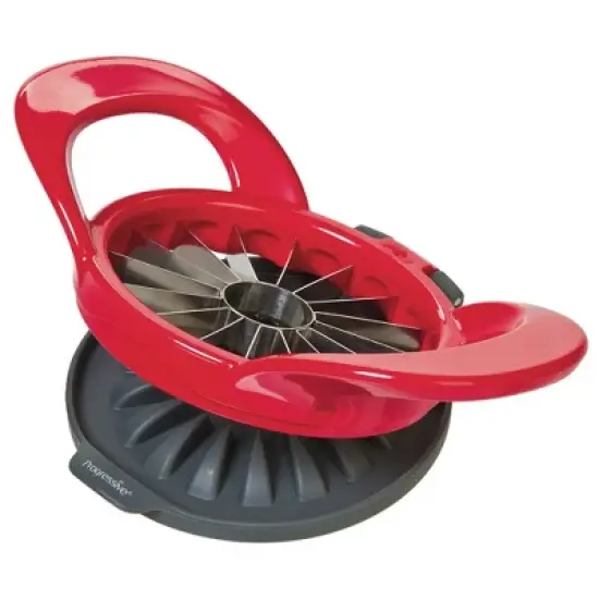 Prepworks Thin Apple Slicer: Stainless Steel Fruit & Mandolin Slicer, Dishwasher-Safe, Red image {4}