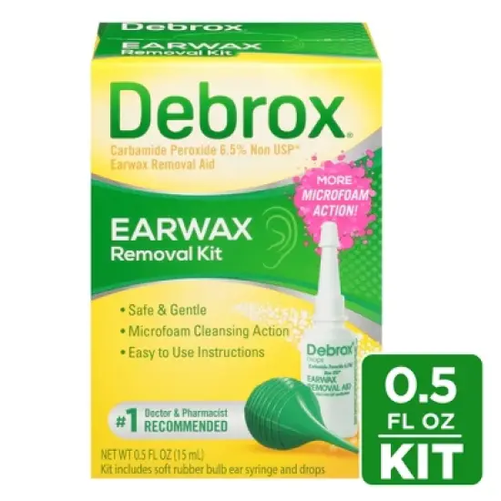 Debrox Earwax Removal Kit with Ear Drops & Bulb Ear Syringe - 0.5 fl oz image {12}