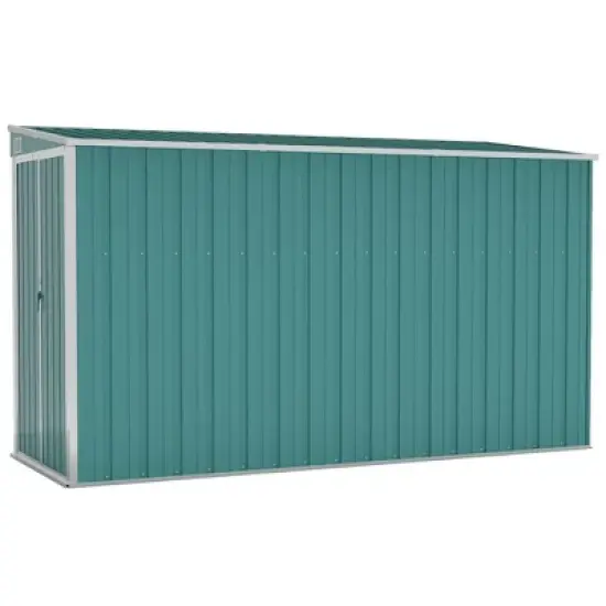 vidaXL Storage Shed Wall-mounted Garden Shed for Backyard Galvanized Steel - Green 46.5" x 113.4" x 70.1" image {10}