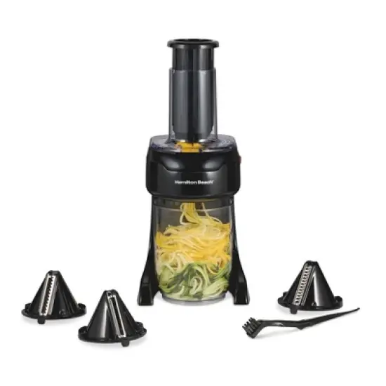 Hamilton Beach 3-Cone Spiralizer - Black: Electric Veggie & Zucchini Spiralizer, Food Slicer, Dishwasher-Safe Parts image {8}