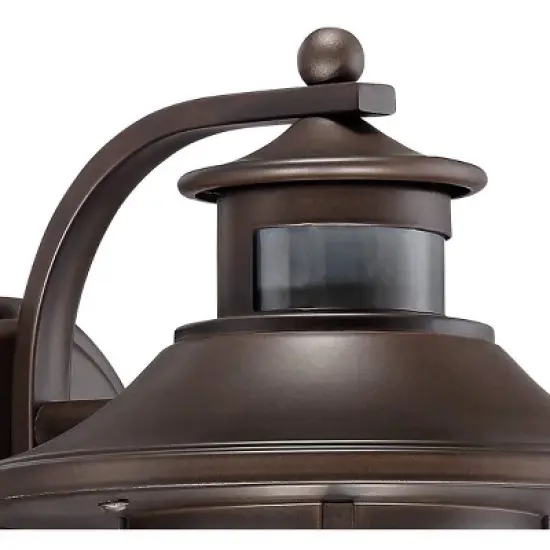 John Timberland Galt Outdoor Mission Wall Light Fixture Oil Rubbed Bronze Motion Sensor Dusk to Dawn 11 1/4" Seedy Glass for Post Exterior Barn Deck image {2}