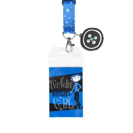 Coraline Twitchy Witchy Girl 22-inch Lanyard with Clear ID Sleeve and Rubber Charm image {4}