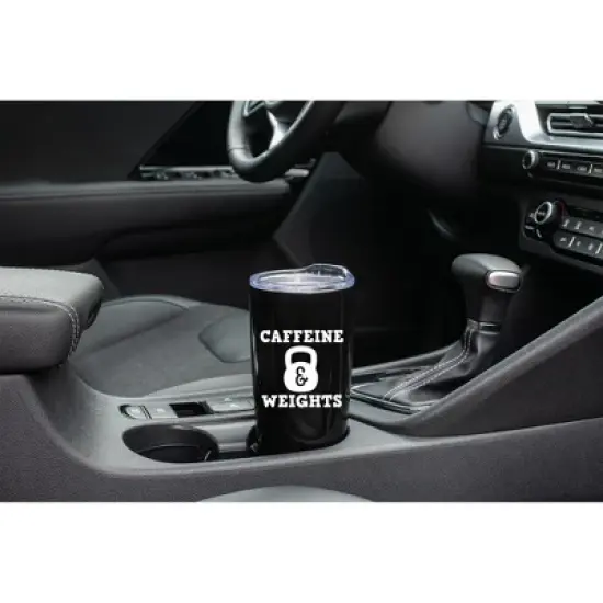 100 North 20 Ounce Stainless Steel On the Go Travel Tumbler With Push Top Lid, Caffeine and Weights Black image {2}