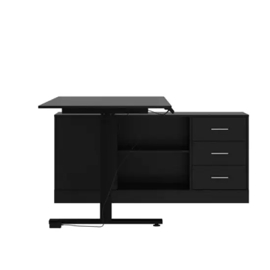 Famapy Gaming Height-Adjustable Desk with Storage & Electric Lift Top,Reversible Left-Right Study/Computer Desk,Sit-Stand Gaming Workstation image {10}