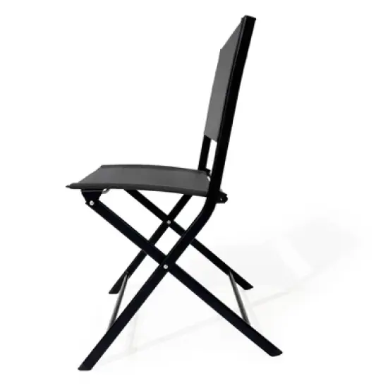 DOMETOUR 3PCS Patio Bistro Set, Patio Set of Foldable Patio Table and Chairs,Outdoor Patio Furniture Sets,Black image {2}