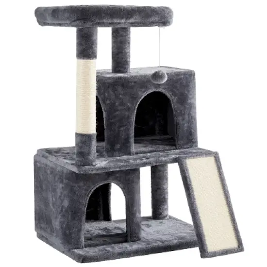 Yaheetech 42"H Cat Tree House with 2 Condos for Small Cats Kittens image {8}