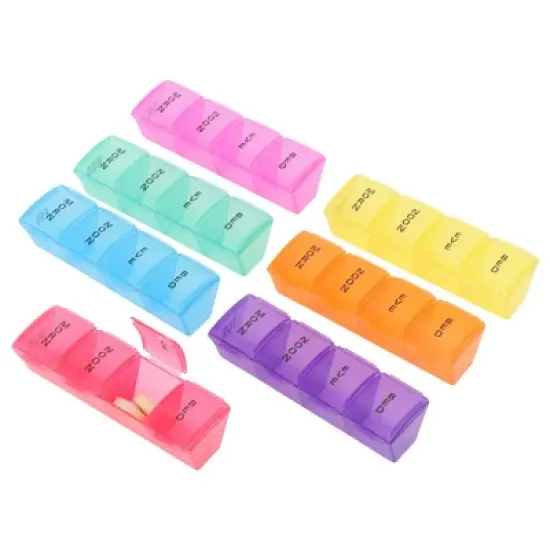 Unique Bargains 28 Grid Cylindrical Pill Case Colorful 1 Pc image {5}