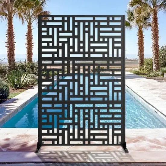 PexFix 72 in. x 47 in. Outdoor Metal Privacy Screen in Streets Pattern in Black image {4}