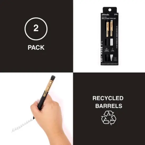 Altitude Supplies 2pk Ballpoint Pens &ndash; Gold, Refillable, Black Ink, 1.0mm Medium Point image {2}
