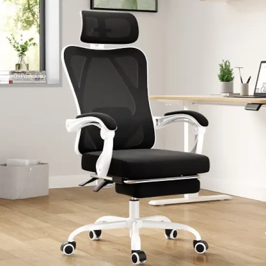 GlasFlength Task and Office Chairs with Support Armrest，Ergonomic, Adjustable，Computer Chair and Gaming Chair, Black, 24"*24.8"*45" image {5}
