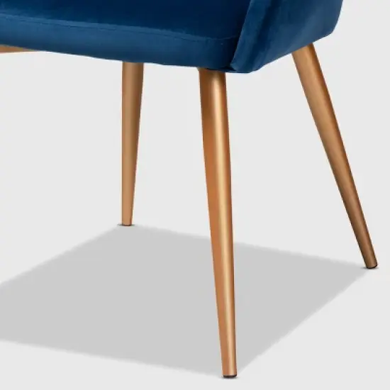 Vianne Velvet Upholstered Metal Dining Chair Navy Blue/Gold - Baxton Studio image {5}
