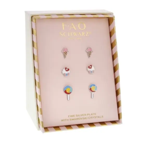 FAO Schwarz Ice Cream, Cupcake, Lollopop Stud Earring Set image {1}