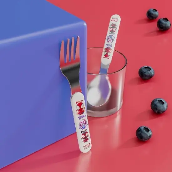 Zak Designs Marvel Spidey and His Amazing Friends Bamboo and Plastic Kids Fork and Spoon Flatware: Toddler Utensils Set image {6}
